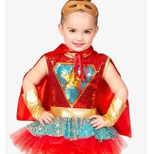 Girls "Wonderful" Superhero Sequin 4-Piece Costume Set